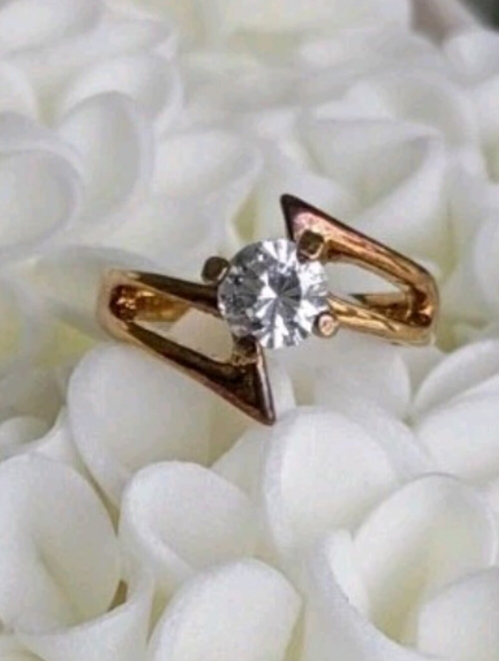 Vintage Gold Plated Solitaire Ring, SETA size 6.75